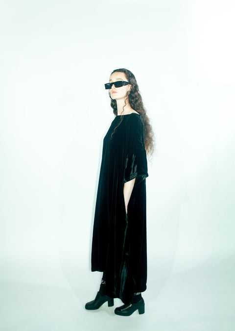 Black Silk Velvet Dress