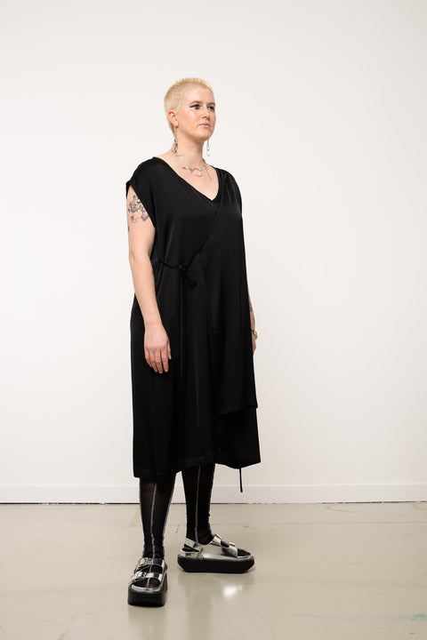 JPalm Black V-neck Wrap Dress