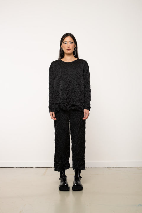 JPalm Freja Top - Black Crinkle Texture Fabric