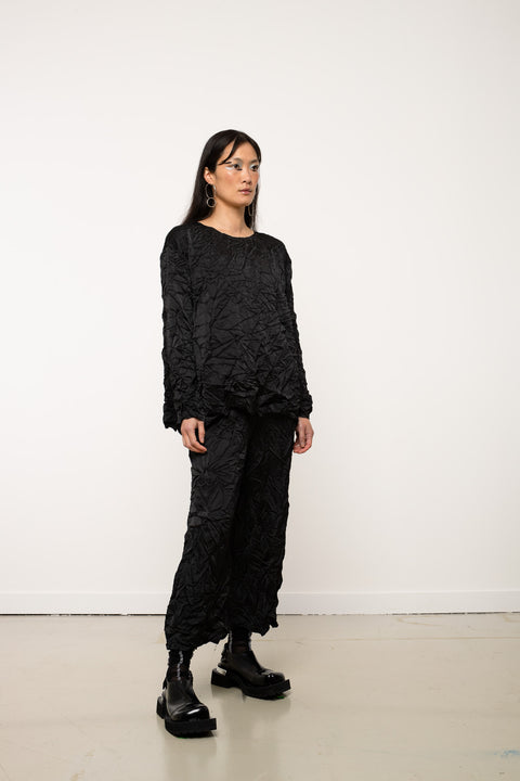 JPalm Freja Top - Black Crinkle Texture Fabric