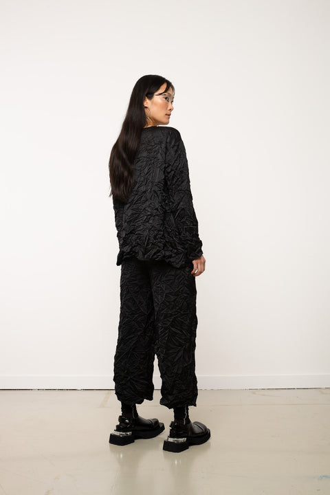 JPalm Freja Top - Black Crinkle Texture Fabric