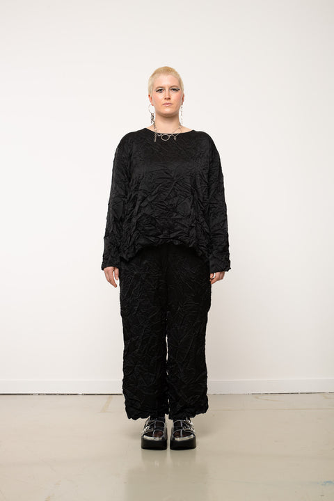 JPalm Freja Top - Black Crinkle Texture Fabric