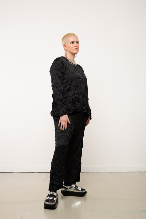 JPalm Freja Top - Black Crinkle Texture Fabric