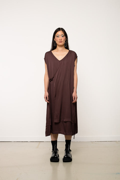JPalm Ottilia Dress Brown Wrap Tie