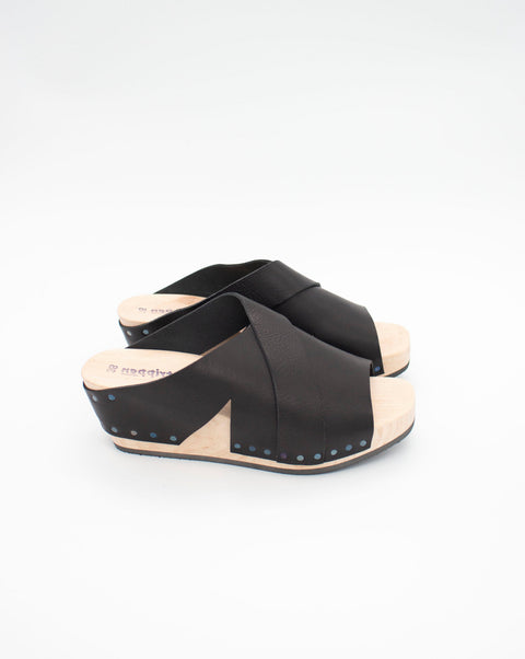 Trippen Lasoo F Platform slip on clogs with wooden sole and leather upper