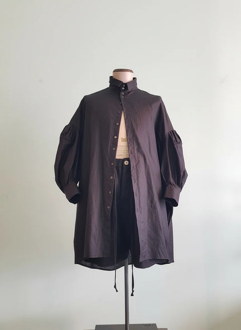 Lela Jacobs Perriot Shirt Black Waxed Linen