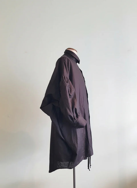 Lela Jacobs Perriot Shirt Black Waxed Linen