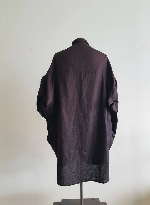 Lela Jacobs Perriot Shirt Black Waxed Linen