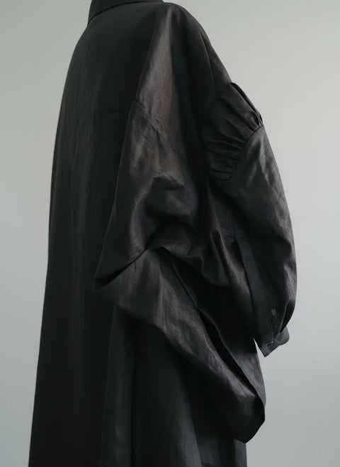 Lela Jacobs Perriot Shirt Black Waxed Linen