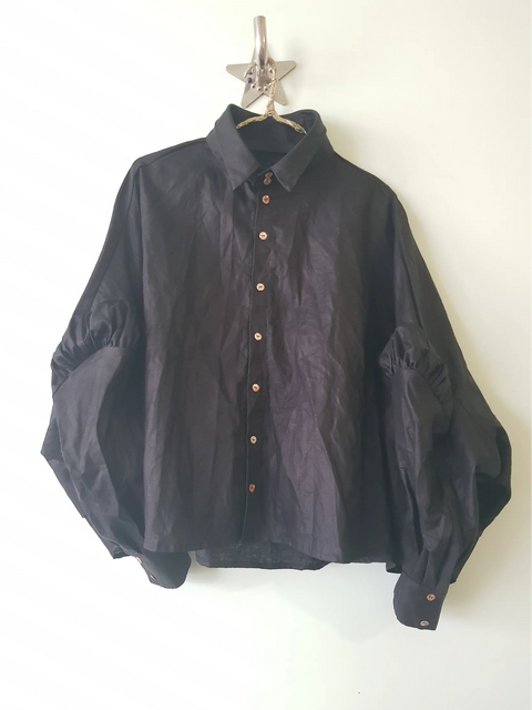 Lela Jacobs Waxed Linen Crop Pierrot Shirt