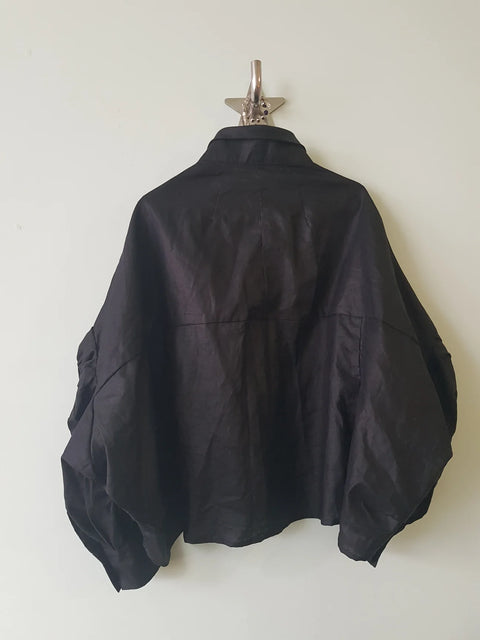 Lela Jacobs Waxed Linen Crop Pierrot Shirt