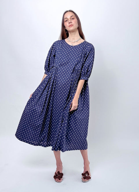 Daylight Moon Happy all day dress navy polka dot