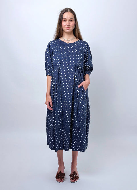 Daylight Moon Happy all day dress navy polka dot