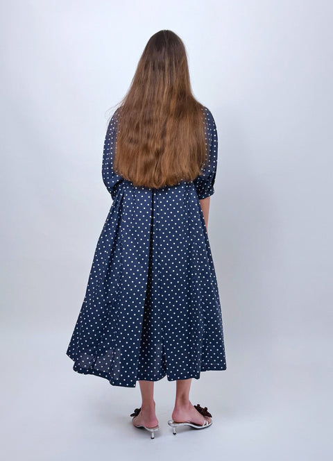 Daylight Moon Happy all day dress navy polka dot