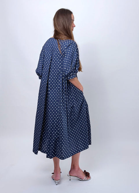 Daylight Moon Happy all day dress navy polka dot