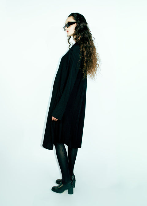 Krysztof Black Long Sleeve Merino Swing Dress