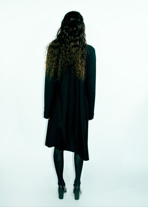 Krysztof Black Long Sleeve Merino Swing Dress