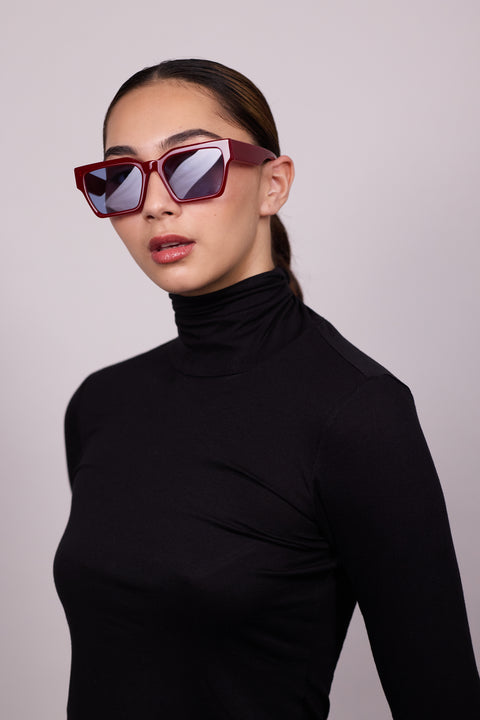 Age eyewear Red frames with blue lens