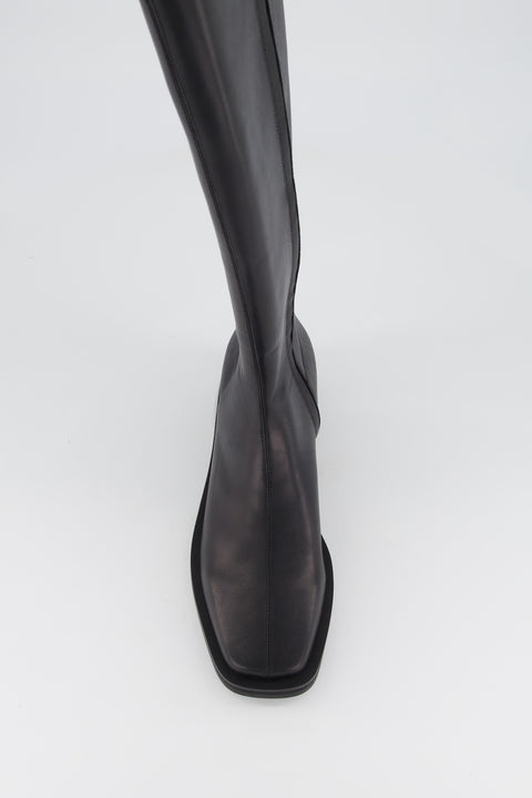 Bronwyn Black Leather Knee High Boot