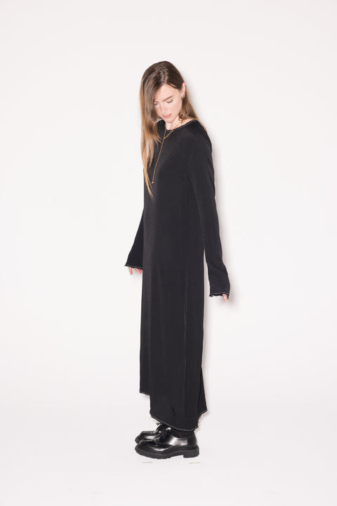 Company of Strangers Long Sleeve Black Dress With White Stitching