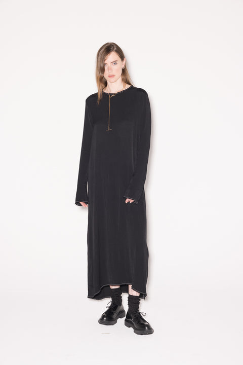 Company of Strangers Long Sleeve Black Dress With White Stitching