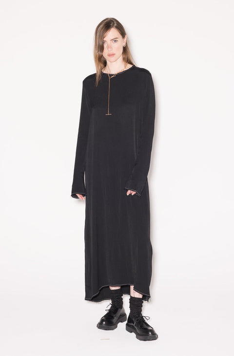 Company of Strangers Long Sleeve Black Dress With White Stitching