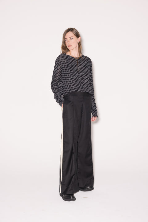 Company Of Strangers Black Tailored Pants With White Stripe Sides