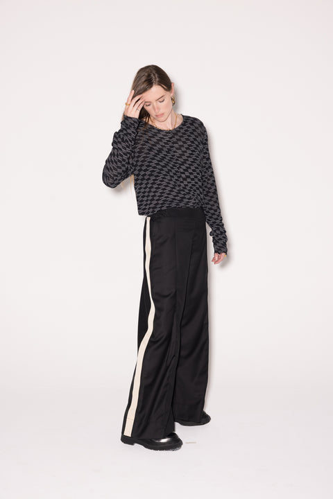 Company Of Strangers Black Tailored Pants With White Stripe Sides