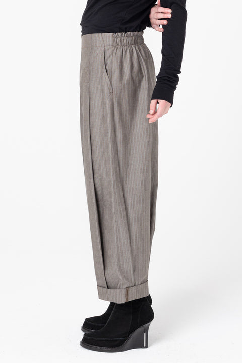 Company of strangers Tan stripe wool cropped trousers