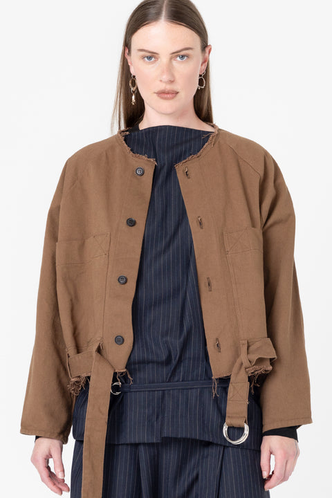 Company of Strangers Extens Jacket in Walnut Brown Cotton Drill