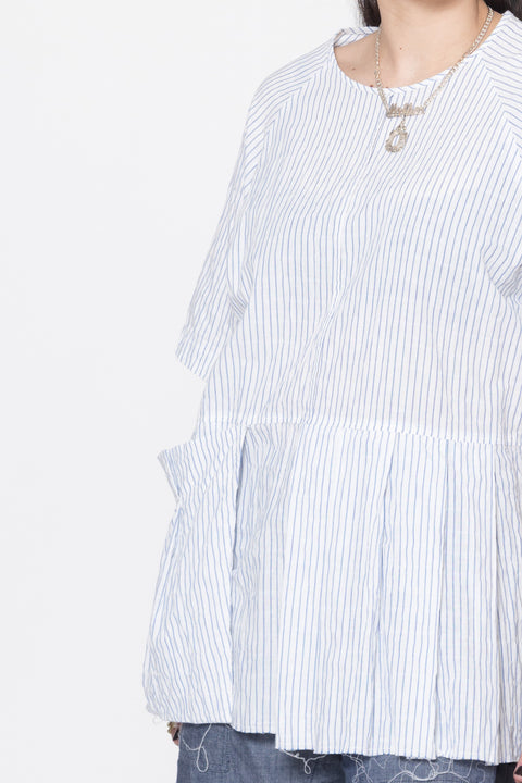 Panic Tee Cotton Shirting White and Baby blue stripe