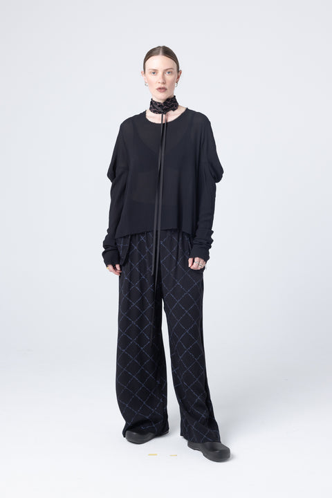Company of Strangers Poly long sleeve top with gathered sleeve