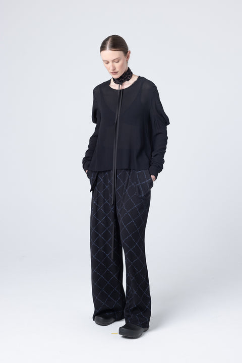 Company of Strangers Poly long sleeve top with gathered sleeve