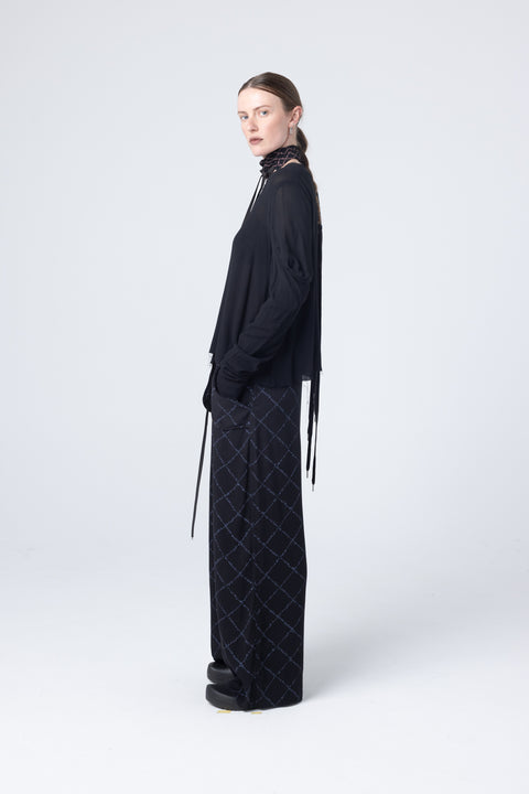 Company of Strangers Poly long sleeve top with gathered sleeve