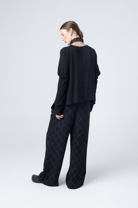 Company of Strangers Poly long sleeve top with gathered sleeve