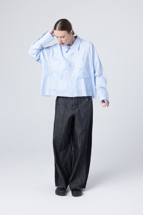 Company Of Strangers Perfect Day Crop Shirt Cornflower Blue