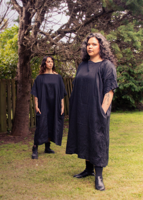 Tunic Dress | Black Linen
