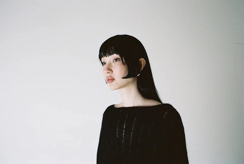 Francie Black Knitted Mohair Wide Neck Jersey