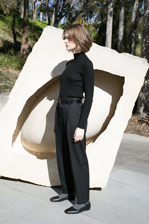 Francie Black Merino Turtle Neck Skivvy