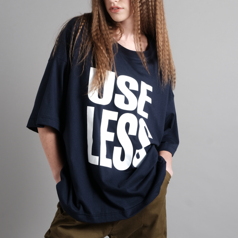 Herriot Use Less Oversized Tee in Navy Organic Cotton