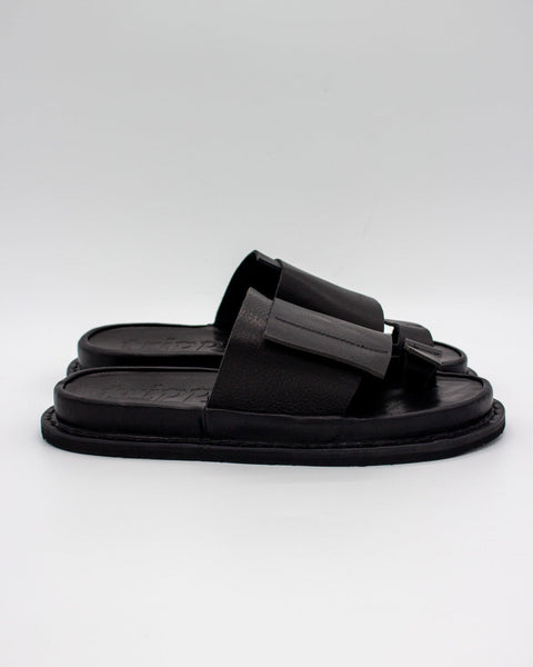 Trippen One toe black leather slides