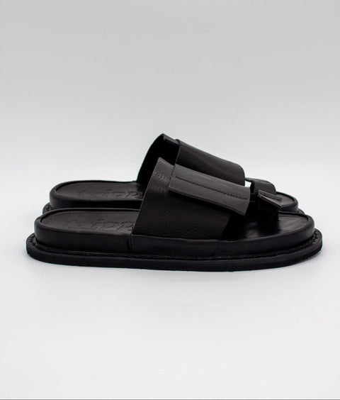 Trippen One toe black leather slides