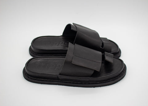 Trippen One toe black leather slides
