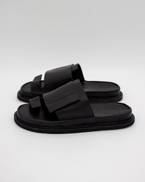 Trippen One toe black leather slides