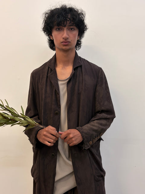 Jake Hand dyed aubergine long jacket