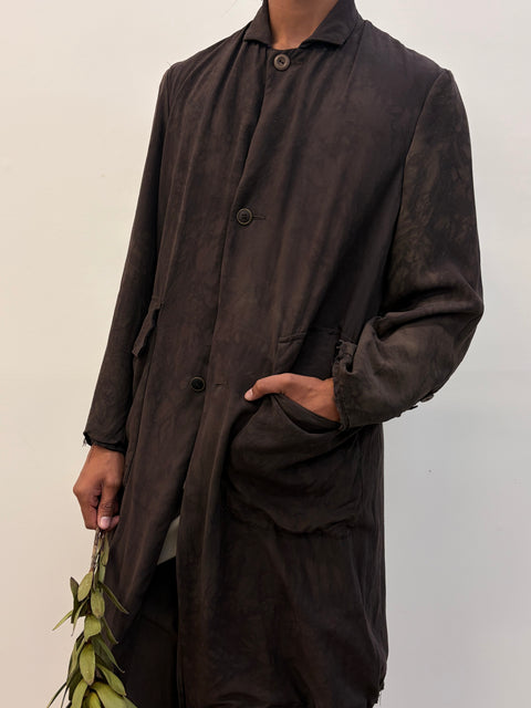 Jake Hand dyed aubergine long jacket