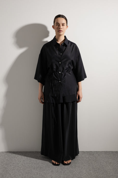 James Brown Everyday Shirt Black Silk Cotton