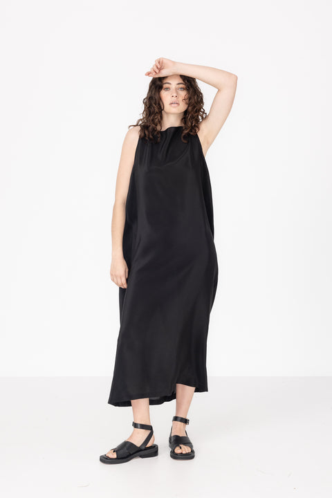 James Brown Black Silk Shift Dress