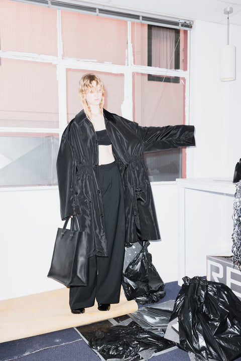 Jimmy D Verboten Coat Black Nylon Synched Waist