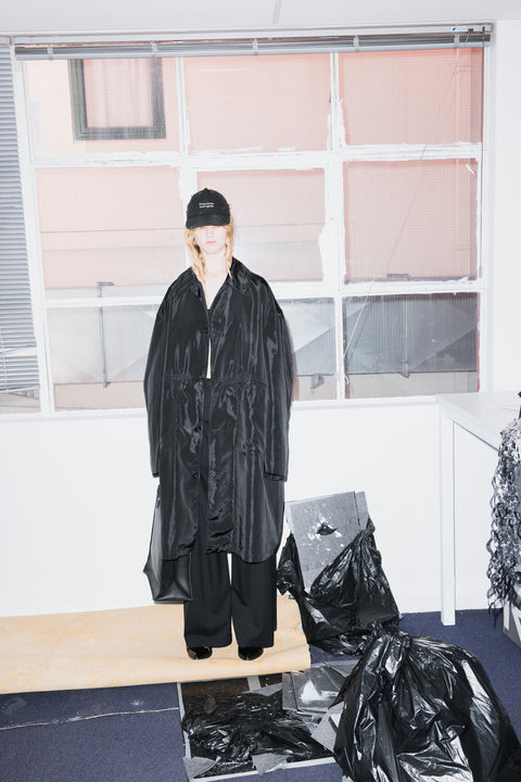 Jimmy D Verboten Coat Black Nylon Synched Waist